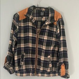 Edge Navy Plaid Jacket with Cream Stripes
